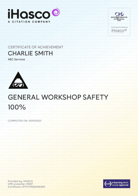 general workshop safety courses